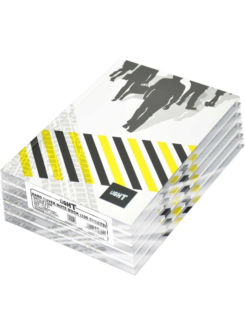 FIS Light Hard Cover Notebook, Pack of 5 Pieces, Single Line, 9x7 Inch,100 Sheets - LINB971801 - Image 1